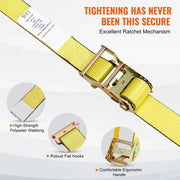 Load image into Gallery viewer, Amocart 8pcs 4400Lbs Ratchet Tie Down Straps E-Track Heavy Duty Strap with Hook Loop for Moving Securing Cargo Lawn Equipment