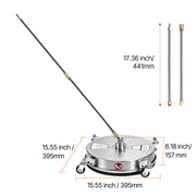 Bild in Galerie-Viewer laden, Amocart Pressure Washer Surface Cleaner PE/Stainless Steel Pressure Washer Attachments with 4 Wheels for Concrete Patio Deck