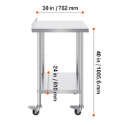 Load image into Gallery viewer, SucceBuy Stainless Steel Work Table Commercial Food Prep Worktable with Casters Heavy Duty Prep Worktable for Restaurant Home - AMOCART