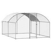 Load image into Gallery viewer, SucceBuy Metal Chicken Coop 9.8x13.1x6.5ft with Cover Doom Roof Hen House with Security Lock Outdoor Duck Rabbit Cage for Yard - AMOCART