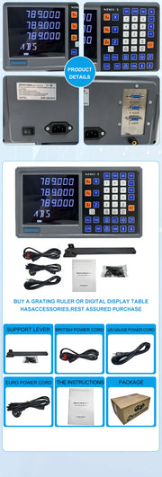 Load image into Gallery viewer, Ultra-accurate Dro NT800 3 Axis Kit AC90-260V & 50-1000mm Linear Glass Scale Encoder Digital Ruler for Lathe Milling Machines