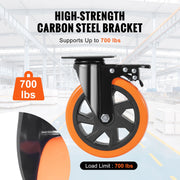 Charger l'image dans la visionneuse de galerie, SucceBuy 2-6in PVC Furniture Caster Wheels Set of 4 Swivel Plate Casters with Security A/B Lock Non-Marking for Cart Workbench