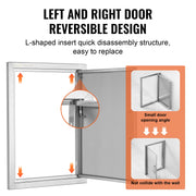 Load image into Gallery viewer, SucceBuy BBQ Access Door Stainless Steel Flush Mount Door Wall Vertical Door w/ Recessed Handle Grilling Station Outside Cabinet
