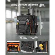 Load image into Gallery viewer, SucceBuy 110Lbs Rolling Tool Bag 25 Pockets Roller Tool Bag on Wheels with Telescoping Handle Toolbag Organizers for Mechanic