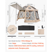 Load image into Gallery viewer, Pop up Gazebo Screen Tent Large Camping Canopy Tent with Removable Top & Carry Bag Quick-Set & Bite-Proof for Backyard