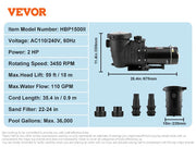 Load image into Gallery viewer, SucceBuy Above Ground Pool Pump 1HP/1.5HP/2HP Single Speed with Filter Basket for Above Ground Pools Hot Tubs Spas UL Certified