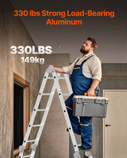 Load image into Gallery viewer, Amocart Multi-Purpose Folding Ladder 7-in-1 Tall Step Ladder A Frame Adjustable Telescoping for Household Outdoor Work
