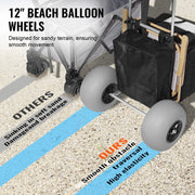 Load image into Gallery viewer, SucceBuy Beach Dolly with Big Wheels for Sand 29.9"x15.4" Cargo Deck w/ 12" Balloon Wheels 165 lbs Folding Sand Cart for Beach
