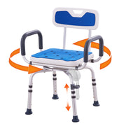Bild in Galerie-Viewer laden, SucceBuy Swivel Shower Chair 360 Degree Adjustable with Armrest and Backrest for Shower or Bathtub Non-Slip for Elderly Disabled