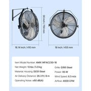 Bild in Galerie-Viewer laden, Amocart Industrial Wall Mount Fan High Velocity Waterproof Wall Fan with Aluminum Blades for Workshop Warehouse Greenhouse