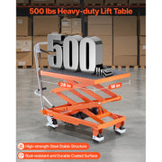 Load image into Gallery viewer, SucceBuy Hydraulic Lift Table 500lbs Capacity 47.2" Lifting Height Double Scissor Lift Table Cart with Wheels for Transportation - AMOCART