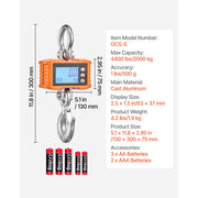 Load image into Gallery viewer, SucceBuy 1000kg/2000kg Digital Hanging Scale Portable with Remote Control Factory Crane Scale LCD Backlight Industrial Scales