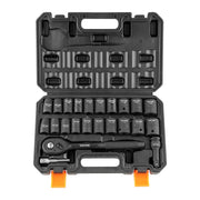 Charger l'image dans la visionneuse de galerie, Amocart 23PCs 1/2" Drive Impact Socket Set Socket Set SAE (7/16" -1")& Metric (13-24mm) 6 Point Cr-V Alloy Steel Auto Repair