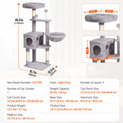 Load image into Gallery viewer, Amocart Cat Tree for Indoor Cats Cat Tower with Cat Condo Sisal Scratching Post HammockTop Perch Jumping Platforms Dark Grey