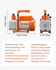 Load image into Gallery viewer, Amocart Vacuum Pump & Oil Bottle 3.5CFM/4CFM/5CFM 1-Stage or 6CFM 9CFM 2-Stage, R134a R22 R410a Systems Conditioner Maintenance