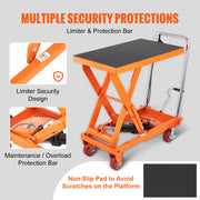 Load image into Gallery viewer, with 4 Wheels for Material Handling Transport Amocart 1100lbs Hydraulic Lift Table Cart Manual Scissor 35.4" Lifting Height