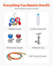 Load image into Gallery viewer, Amocart 3.5 CFM 4.5 CFM Vacuum Pump & Gauge Set, Single Stage Rotary Vane HVAC & Hoses for R134a R12 R22 R502a R410A R404 R407C