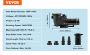 Load image into Gallery viewer, SucceBuy Above Ground Pool Pump 1HP/1.5HP/2HP Single Speed with Filter Basket for Above Ground Pools Hot Tubs Spas UL Certified