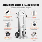 Load image into Gallery viewer, SucceBuy Aluminum Folding Hand Truck Heavy Duty Industrial Collapsible Dolly Cart for Moving in Warehouse Supermarket