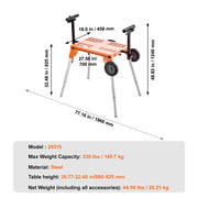 Bild in Galerie-Viewer laden, SucceBuy Miter Saw Stand with Tabletop and Wheels 330lbs Steel Collapsible Rolling Stand for Miter Saw Adjustable Height Length