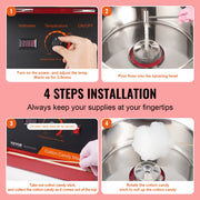 Load image into Gallery viewer, SucceBuy Electric Cotton Candy Machine Candy Floss Maker Commercial Cotton Candy Machine Stainless Steel Bowl and Sugar Scoop