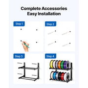 Bild in Galerie-Viewer laden, SucceBuy 2-Tier Wall Mount Printer Filament Storage Rack with Wheels Rolling Filament Spool Holders for 3D Printing Studio