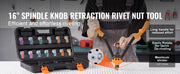 Load image into Gallery viewer, Amocart Rivet Nut Tool Rivnut Tool Kit Metric and SAE Mandrels 70PCS/186PCS Rivet Nuts With Rugged Carrying Case