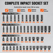 Load image into Gallery viewer, SucceBuy Drive Impact Socket Set Deep&Shallow Socket Set CR-V Alloy Steel for Auto Repair Easy-to-Read Size Marking Storage Case - AMOCART
