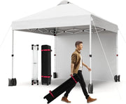 Load image into Gallery viewer, 10x10FT Pop Up Gazebos Canopy Tent with Removable Sidewall, One-Push Instant Setup Outdoor Canopy Shelter with Vented Roof, Roller Bag & Sandbags for Beach Camping Market