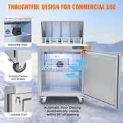 Load image into Gallery viewer, SucceBuy 28" Commercial Refrigerator Sandwich & Salad Prep Table 7.4 Cu. Ft Stainless Steel Refrigerated Food Prep Station - AMOCART