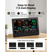 Load image into Gallery viewer, SucceBuy 7-in-1 Wireless Weather Station 7.5-Inch VA Display Solar Powered Sensor, Rain Gauge, Indoor&Outdoor Forecast, No WiFi