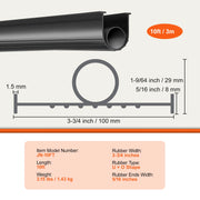 Load image into Gallery viewer, SucceBuy 3m 4.8m 6m Garage Door Seals Bottom Rubber U Shape +O Ring Garage Door Weather Stripping Universal Weatherproof Rubber - AMOCART