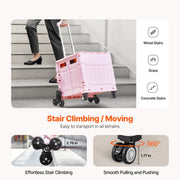 Load image into Gallery viewer, SucceBuy 150lbs Stair Climbing Cart Foldable Utility Hand Cart with Wheels Collapsible Crate Rolling Cart for Shopping Office - AMOCART