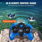 Load image into Gallery viewer, Amocart Blue/Yellow Amphibious RC Car Boat 2.4GHz 12 km/h Electric Remote Control 360° Rotating Stunt Car Water Beach Pool Toys