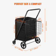 Charger l'image dans la visionneuse de galerie, Amocart Folding Shopping Cart w/ Removable Waterproof Liner 106/330LBS Large Capacity 360° Swivel Wheels Dense Metal Mesh Base