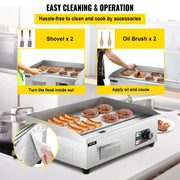 Load image into Gallery viewer, SucceBuy 14"-22" Electric Countertop Griddle Teppanyaki Grill 1600W/3200W Stainless Steel Flat Top Grills for Pancake Chicken