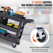Load image into Gallery viewer, with 360°Swivel Wheels Ergonomic Storage Handle for Warehouse/Garage/Cleaning Amocart 2/3 Shelf Utility Service Cart Heavy Duty