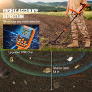 Load image into Gallery viewer, SucceBuy Professional Rechargeable Metal Detector 12" IP68 Waterproof Coil 39-50 in Adjustable + LCD 7Modes for Treasure Hunting