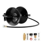 Charger l'image dans la visionneuse de galerie, Amocart Pressure Washer Hose Reel 50 ftx3/8 in Steel Bracket-Mounted 4000PSI Max Manual Power Hand Crank for Car/Floor Washing