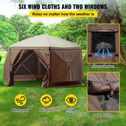 Bild in Galerie-Viewer laden, Pop-up Camping Pavillon Camping Überdachung Schutzhütte 6-seitig 3,66 m x 3,66 m / 3,05 m x 3,05 m Sonnenschutz Zelte & Überdachungen Camping & Wandern
