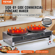 Load image into Gallery viewer, SucceBuy 16inch Electric Crepe Maker Double Head Commercial Crepe Machine 3400W Flat Plate Crepe Griddle Nonstick Pancake Stove - AMOCART