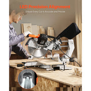 Load image into Gallery viewer, SucceBuy Sliding Compound Miter Saw 12-Inch Blade 15Amp Motor 60-Tooth Corded Double Bevel Sliding Miter Saw LED Alignment