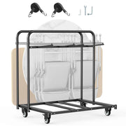 Load image into Gallery viewer, Amocart 400 LBS Folding Chair Rack Cart with Swivel Casters fit 5 Tables+14 Chairs Storage Dolly Chair Holder for Party Hotel