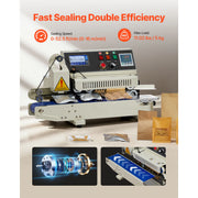 Load image into Gallery viewer, SucceBuy Continuous Bag Band Sealing Machine 0.24-0.47in Width Horizontal Band Sealer with Ink Printing for 0.001-0.03 in Bags