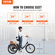 Bild in Galerie-Viewer laden, Amocart 20inch 7 Speed Adult Tricycles Bike Adult Trikes 3-Wheeled Bicycles Carbon Steel Cruiser Bike with Basket