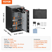Load image into Gallery viewer, Amocart Single/Double Door Safe Box with Key Lock Password & Fingerprint Safe Lock Box with Fireproof Bag Key Rack & LED Light