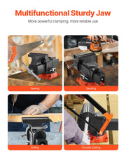 Load image into Gallery viewer, SucceBuy 5/5.5/8" Bench Vise with 360° Swivel Locking Base Vise with Anvil Jaw Width Multipurpose Vise for Clamping Round Pipe - AMOCART