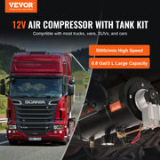 Load image into Gallery viewer, SucceBuy 12V Air Compressor with Tank 0.8Gal/3L Train Horn Air Compressor 120 psi Working Pressure Onboard Air Compressor System - AMOCART
