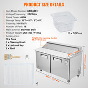 Load image into Gallery viewer, SucceBuy 28" Commercial Refrigerator Sandwich & Salad Prep Table 7.4 Cu. Ft Stainless Steel Refrigerated Food Prep Station - AMOCART