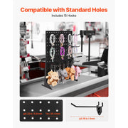 Load image into Gallery viewer, SucceBuy 1/2Sets Pegboard Display Stand 17x13in Tabletop Steel Peg Board Panel with 15 Hooks for Grocery Retail Jewelry Store - AMOCART